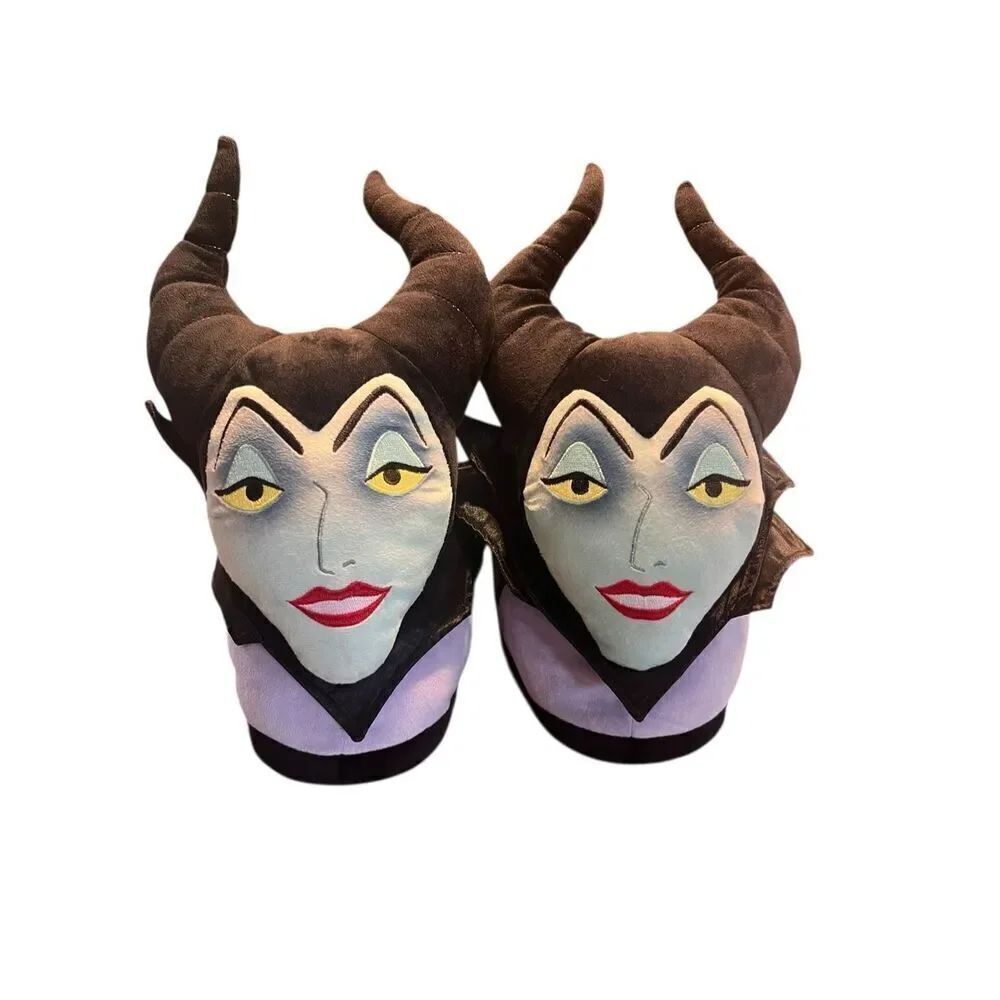 Disney Evil Maleficent black Witch Happy Feet Slippers Size XL / XXL W10-14